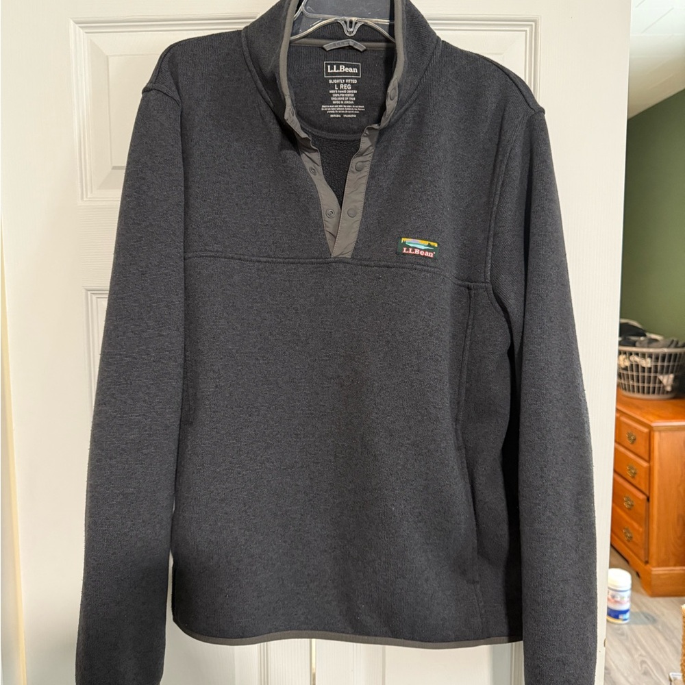 L.L. Bean Charcoal Gray Fleece Pullover